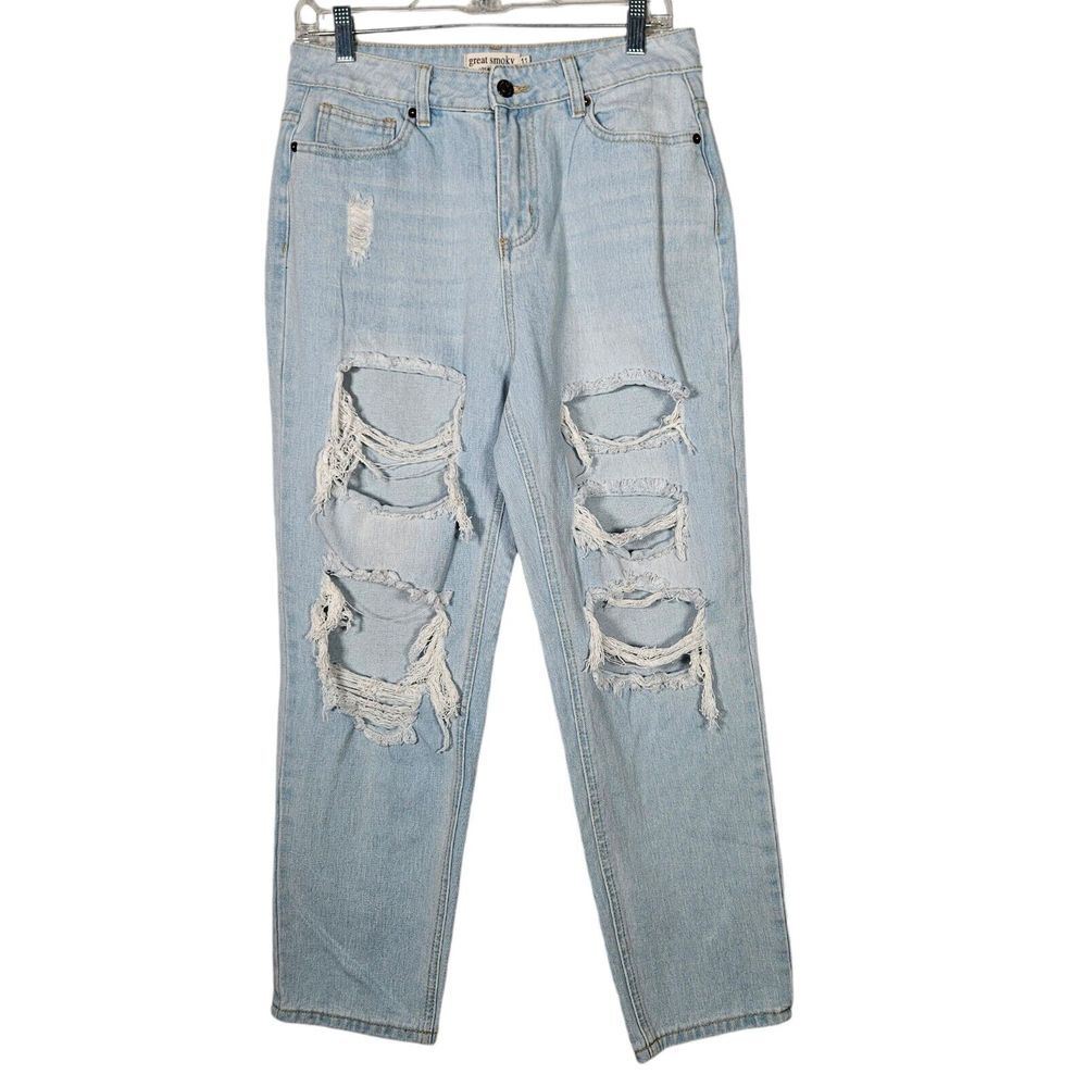 Great Smoky Los Angeles Blue Jeans Pants Size 11 Distressed High Rise Barrel Leg
